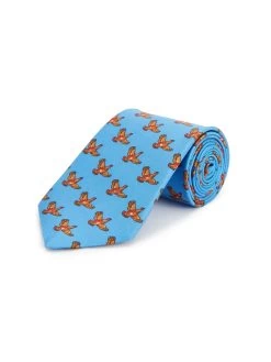 Pure Silk Flying Grouse Tie - Blue