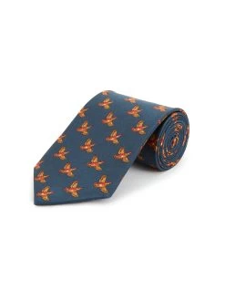 Pure Silk Flying Grouse Tie - Navy