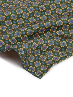 Floral Silk Pocket Square - Green