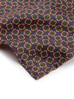 Floral Silk Pocket Square - Purple