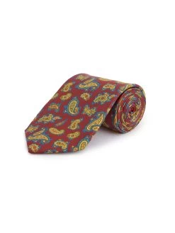 Pure Silk Paisley Tie - Burgundy