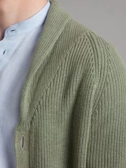 Shawl Collar Cardigan Linen Blend - Sage Green -Clothing store ShawlCollarCardiganLinenBlend SageGreen 2386