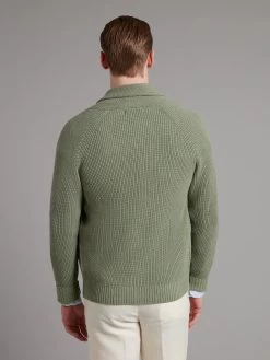 Shawl Collar Cardigan Linen Blend - Sage Green -Clothing store ShawlCollarCardiganLinenBlend SageGreen 2389