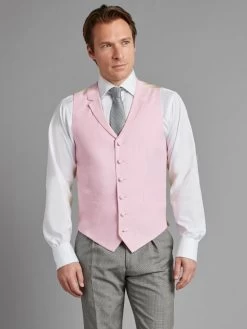 Single Breasted Linen Waistcoat - Pink