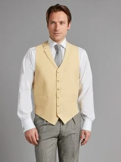 Single Breasted Linen Waistcoat - Yellow