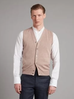 Sleeveless Cardigan Cashmere Blend - Beige Brown -Clothing store SleevelessCardiganCashmereBlend BeigeBrown 2542