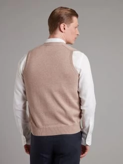 Sleeveless Cardigan Cashmere Blend - Beige Brown -Clothing store SleevelessCardiganCashmereBlend BeigeBrown 2561 1