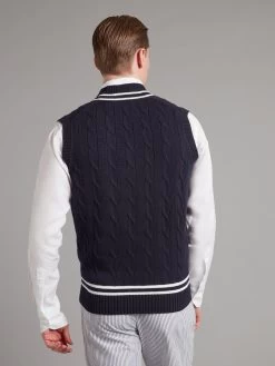 Sleeveless Cricket Jumper - Navy/Ecru 7 Sleeveless Cricket Jumper - Navy/Ecru -Clothing store SleevelessCricketJumper Navy Ecru 2500