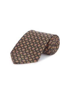 Small Floral Pure Silk Tie - Black