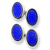 Sterling Silver Chain Link Cufflink- Oval Blue