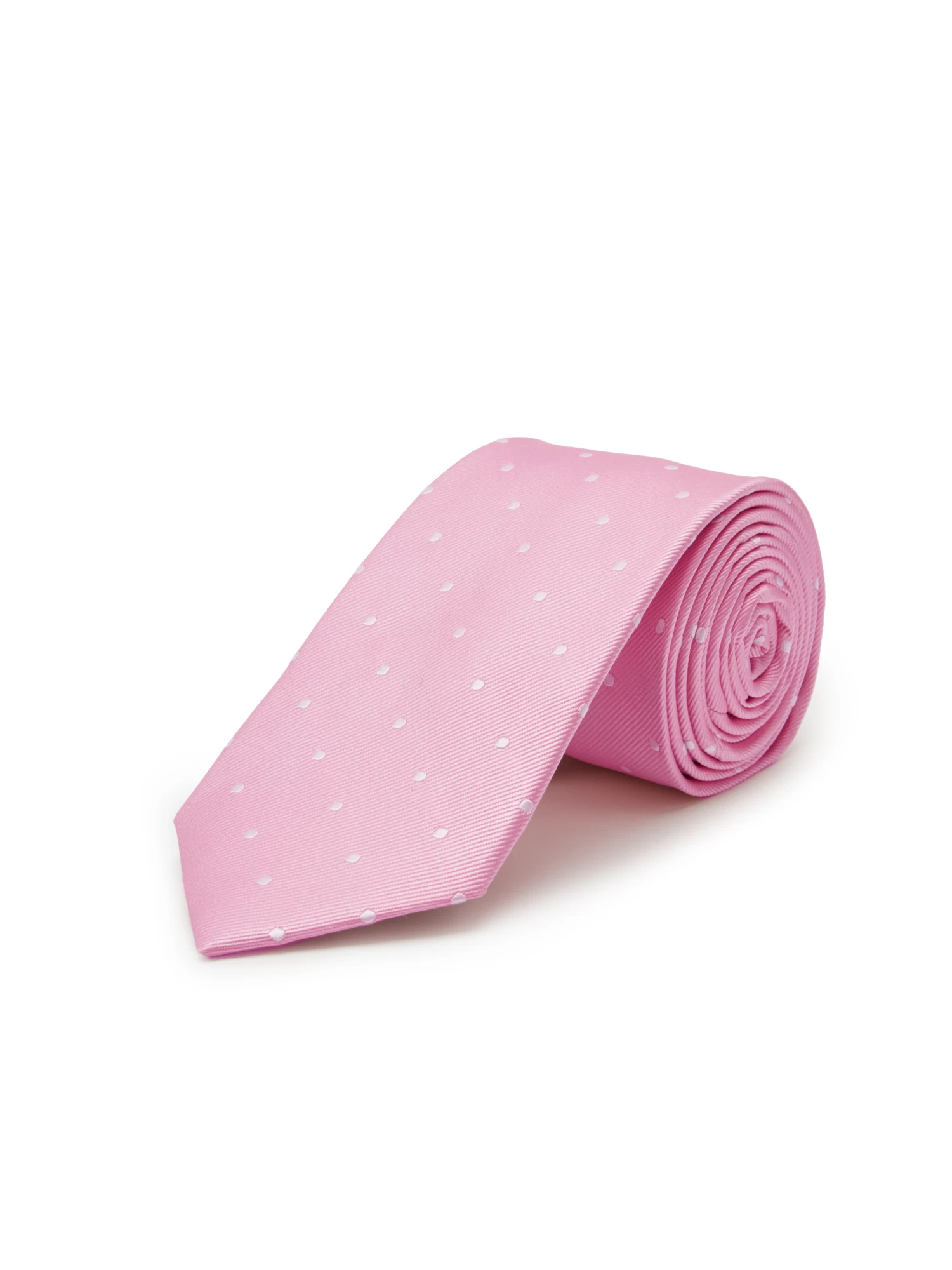 Twill Silk Tie, Spot - Pink 3 Twill Silk Tie, Spot - Pink