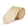 Woven Silk Tie, Spotted - Pale Yellow/Navy