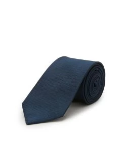 Woven Silk Tie, Herringbone - Navy