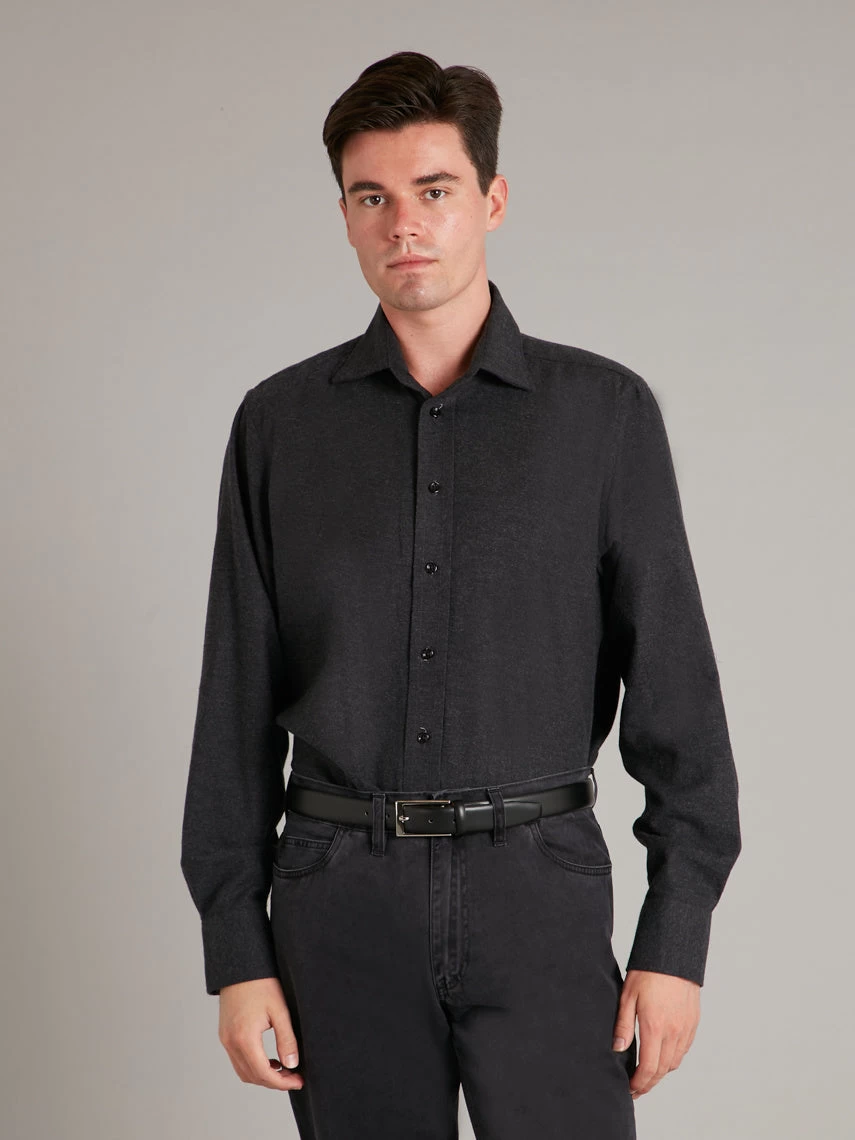 Regular Fit Shirt - Cashmere Blend Dark Grey 3 Regular Fit Shirt - Cashmere Blend Dark Grey