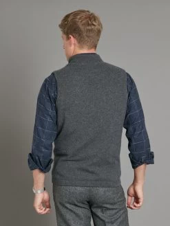 Cashmere Reversible Gilet - Navy & Charcoal -Clothing store cashmere reversible gilet navy charcoal 2