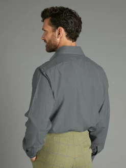 Regular Fit Shirt - Brushed Cotton Grey -Clothing store cashmere shirt light grey 2