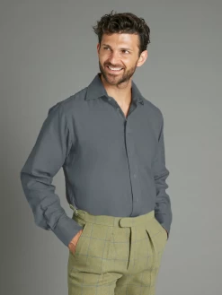 Regular Fit Shirt - Brushed Cotton Grey