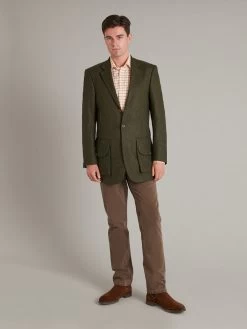 Country Jacket With Half Belt - Green