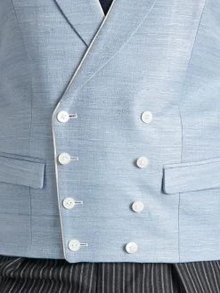 Double Breasted Waistcoat Woven Silk - Mid Blue -Clothing store double breasted waistcoat dark blue 3 5fffe85c 7a17 4147 86cb eee0fec627a5