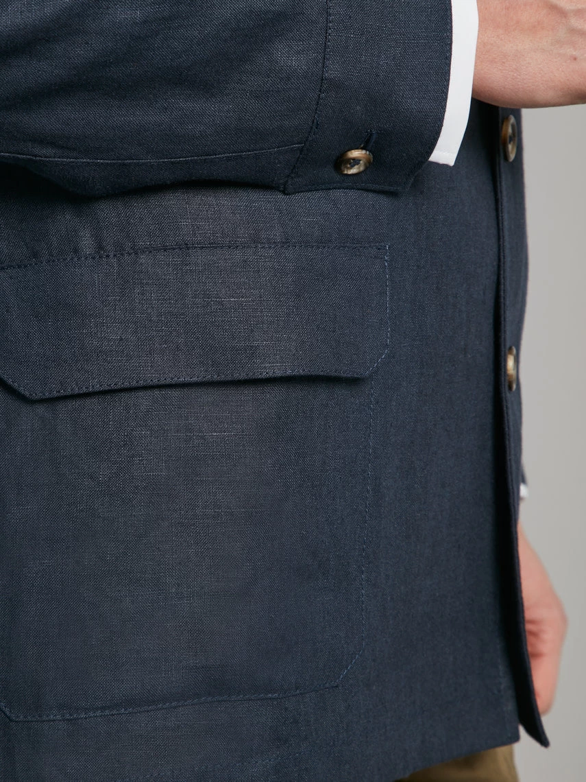 Teba Jacket - Navy Linen 5 Teba Jacket - Navy Linen - Image 3