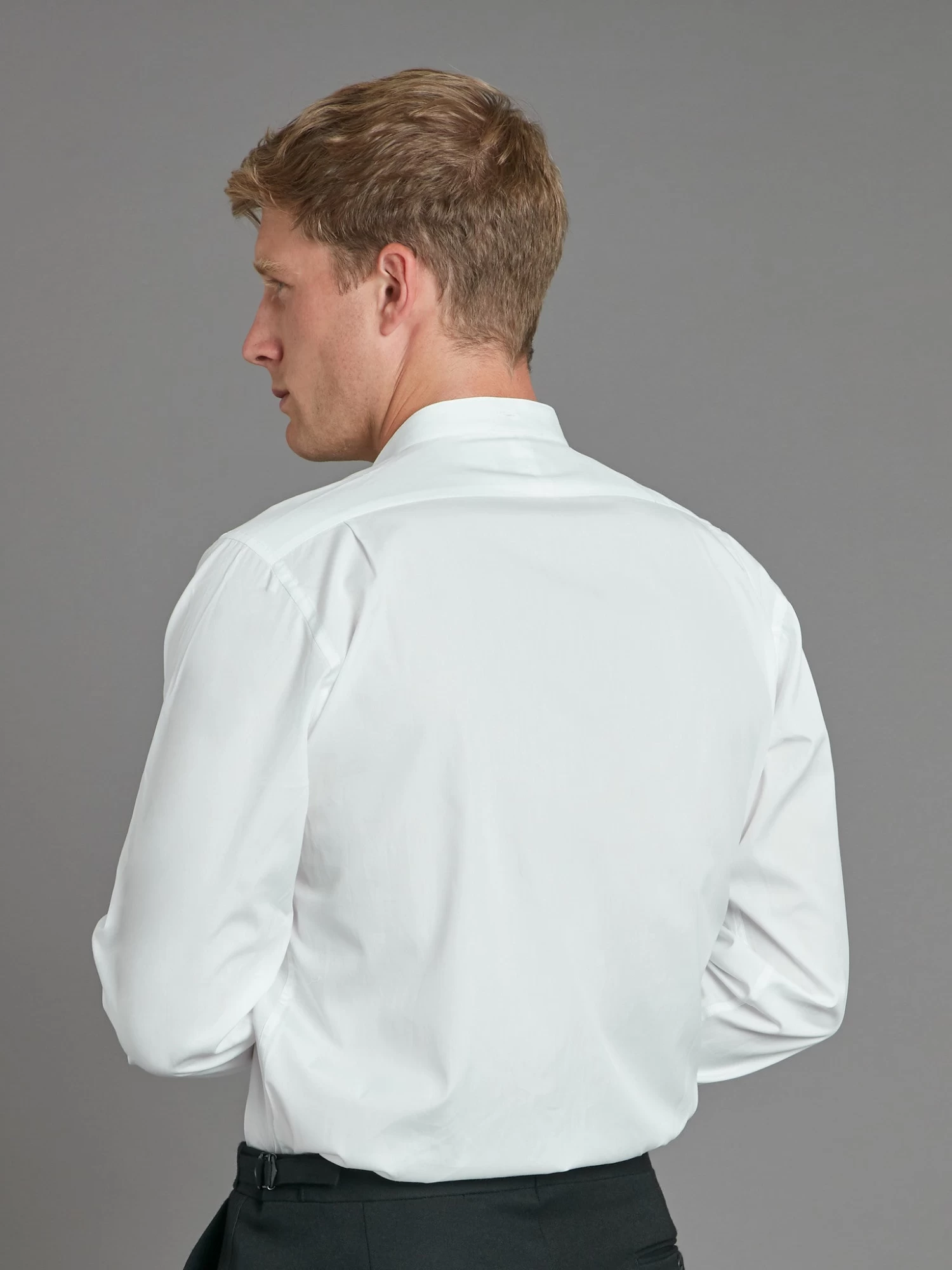 Marcella Dress Shirt, Collarless - White 4 Marcella Dress Shirt, Collarless - White - Image 2