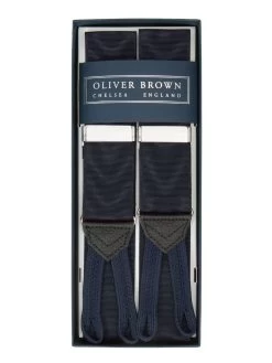 Plain Moire Braces - Navy