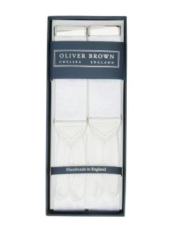 Plain Moire Braces - White