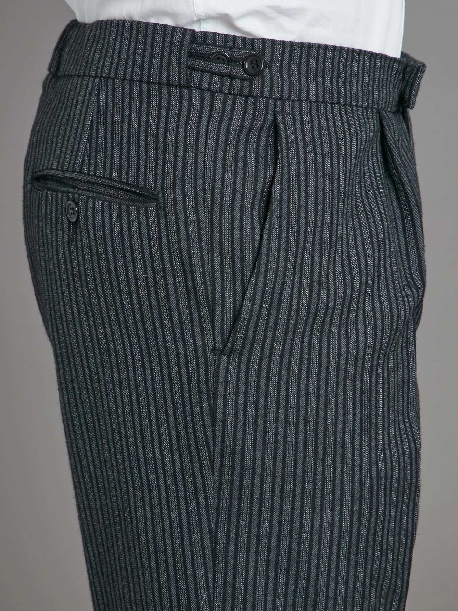 Pleated Morning Trousers - Dark Classic Stripe 5 Pleated Morning Trousers - Dark Classic Stripe - Image 3