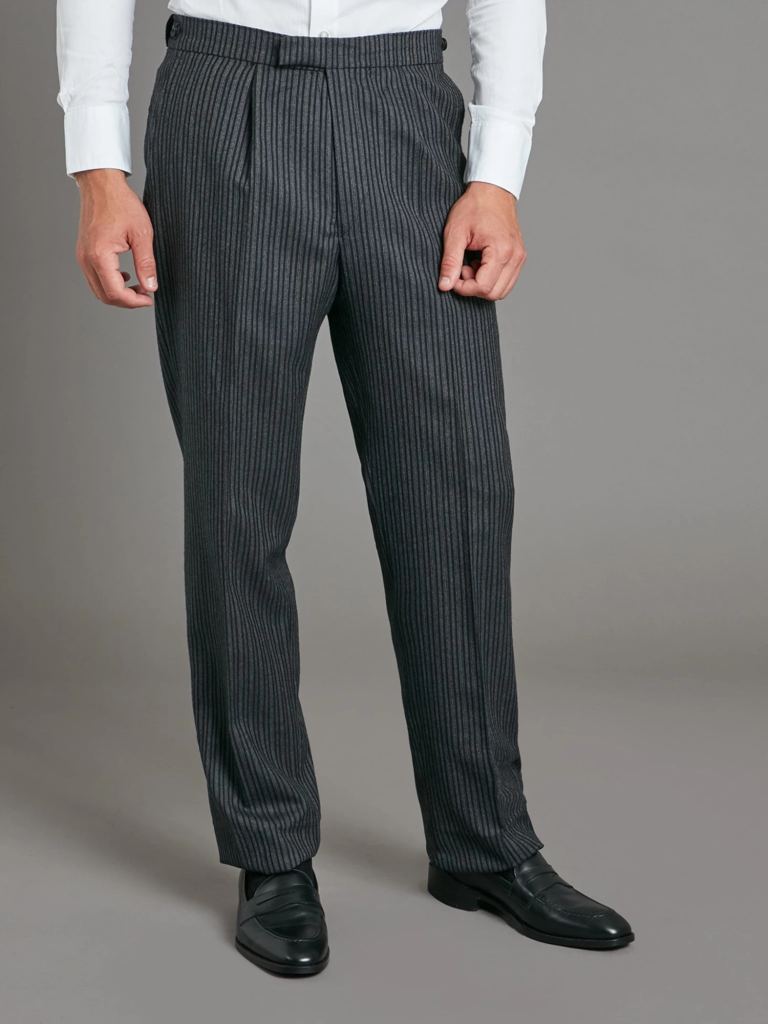 Pleated Morning Trousers - Dark Classic Stripe 3 Pleated Morning Trousers - Dark Classic Stripe