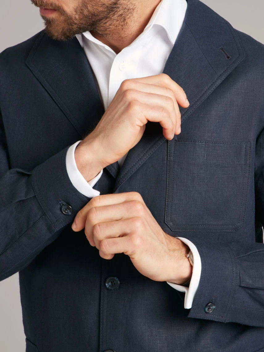 Teba Jacket - Navy Linen 4 Teba Jacket - Navy Linen - Image 2