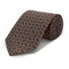 Floral Print Pure Silk Tie - Purple / Green