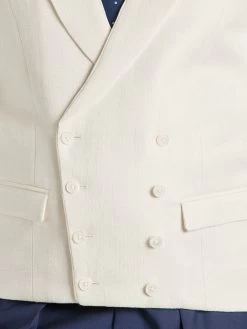 Double Breasted Waistcoat With Piping - Ivory Herringbone -Clothing store silk waistcoat with piping ivory herringbone 3 26227c37 1562 4e9f b691 ffc31dc76380