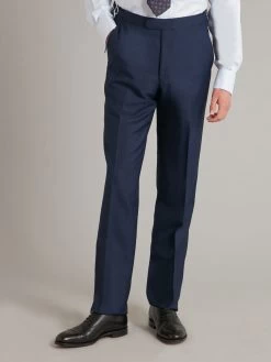 Pleated Suit Trousers - Pick And Pick Rich Blue