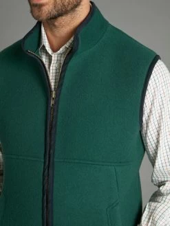 Wool Fleece Gilet - Forest Green -Clothing store wool fleece gilet forest green 1